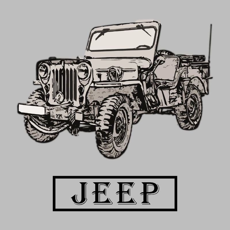 Willys Jeep drawing with lettering