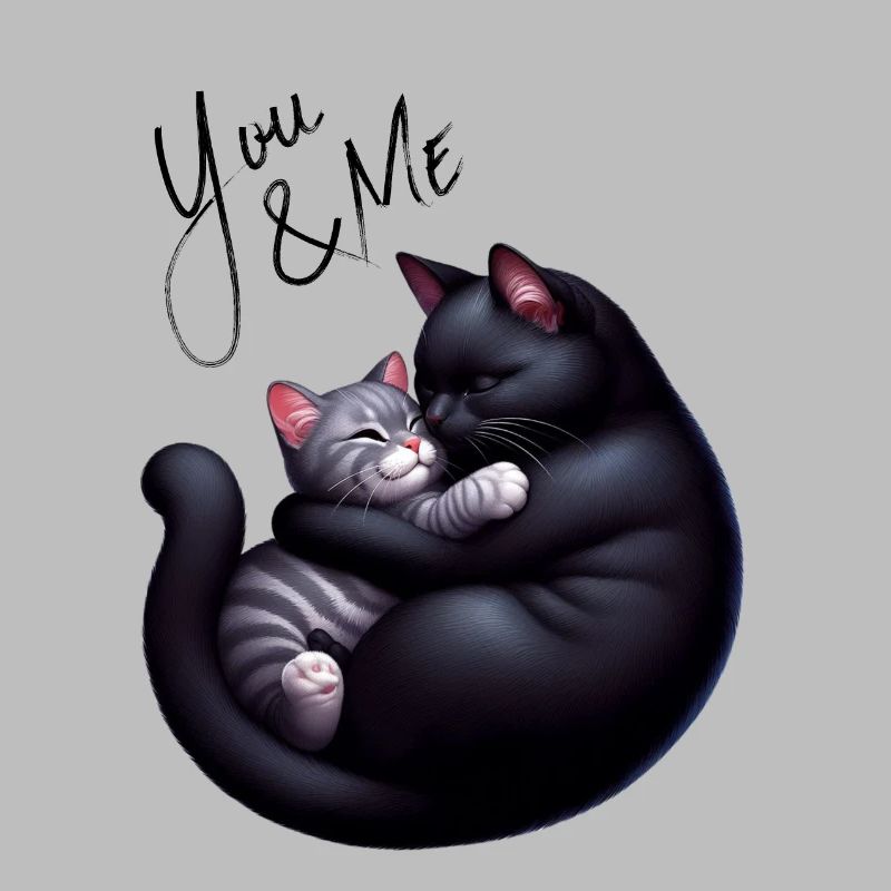 Du und ich schwarze und graue Katze graue Version