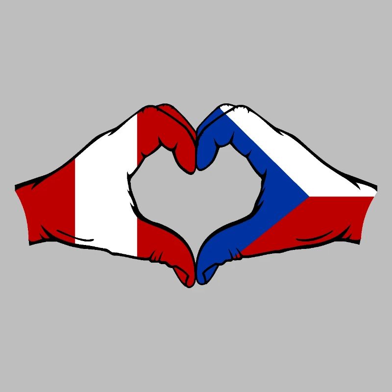 Pérou République tchèque Drapeau Mains Coeur Forme