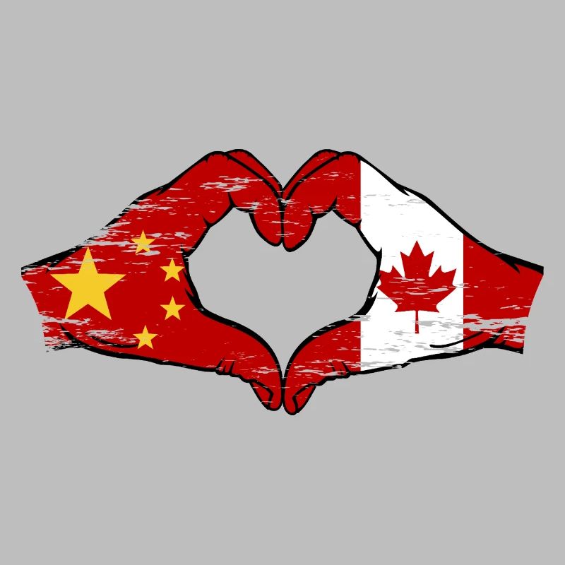 Chine Canada drapeau mains forme de coeur utilisé
