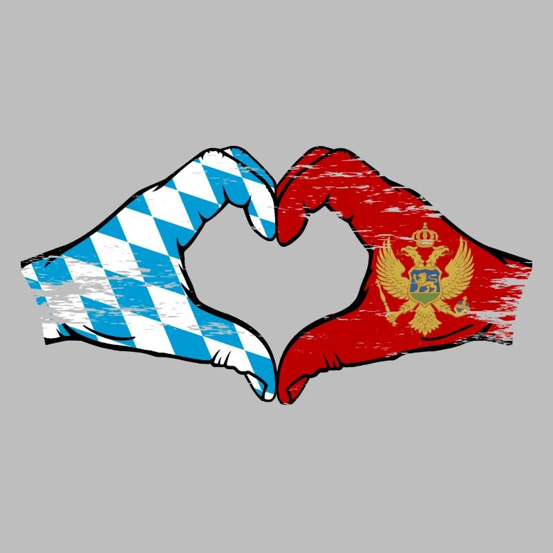 Bavière, Monténégro, drapeau, mains, forme de coeur utilisé