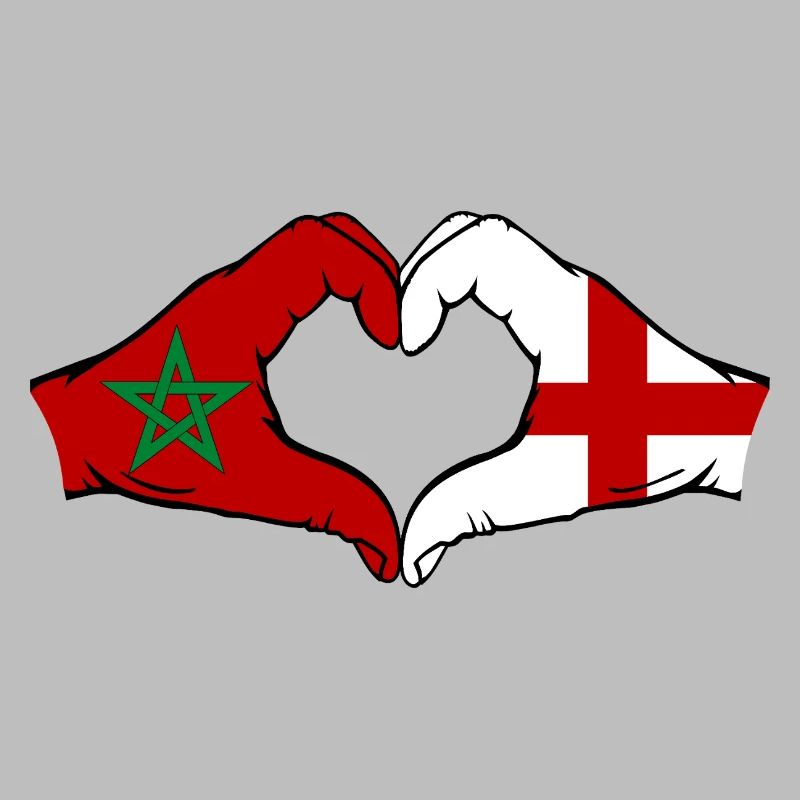 Maroc Angleterre Drapeau Mains Coeur Forme