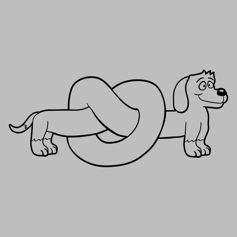 Hund Dackel Brezel Form Knoten Langer Körper Comic