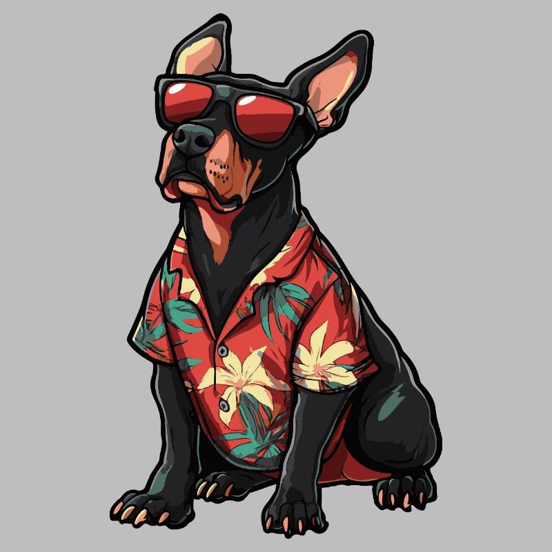 Dobermann Hund Comic Urlaub