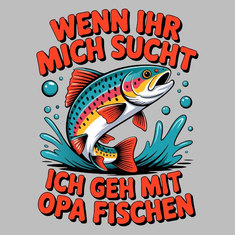 Angeln mit Opa mit springender Forelle
