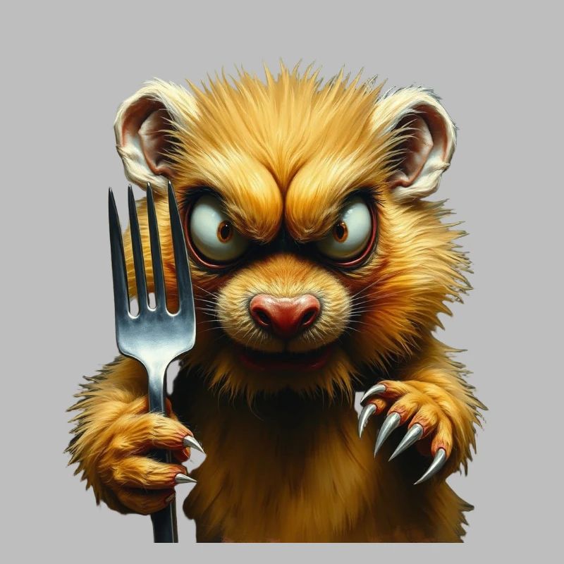 Horror-Hamster mit Gabel