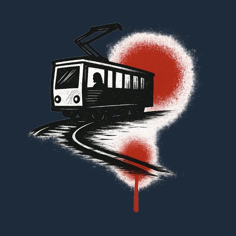 Tram sur la traînée rouge