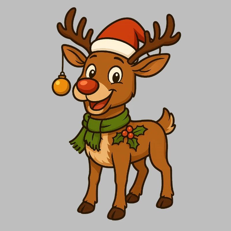 Comic-Weihnachtshirsch mit Deko