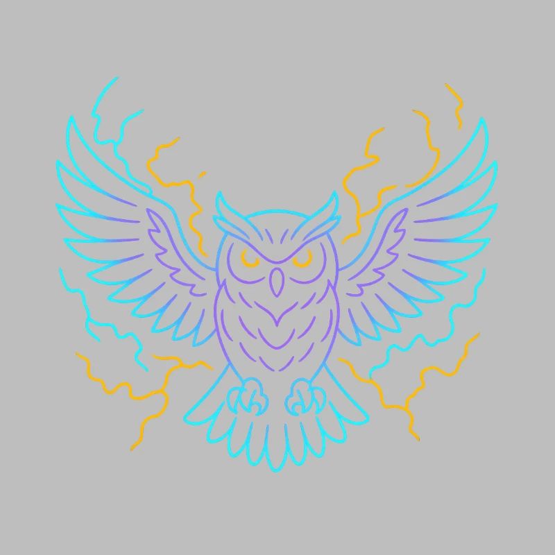 Neon-Eule mit Blitzen