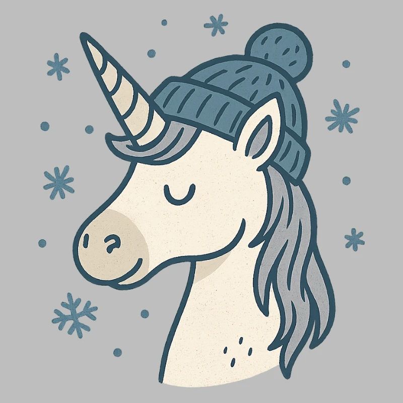 Winterliches Einhorn mit Mütze