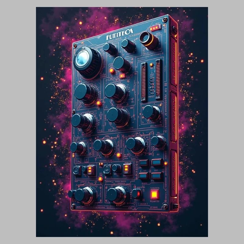 Futuristic synthesizer in space design