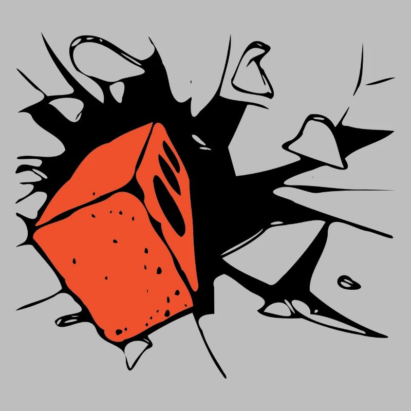 Brick crashes through