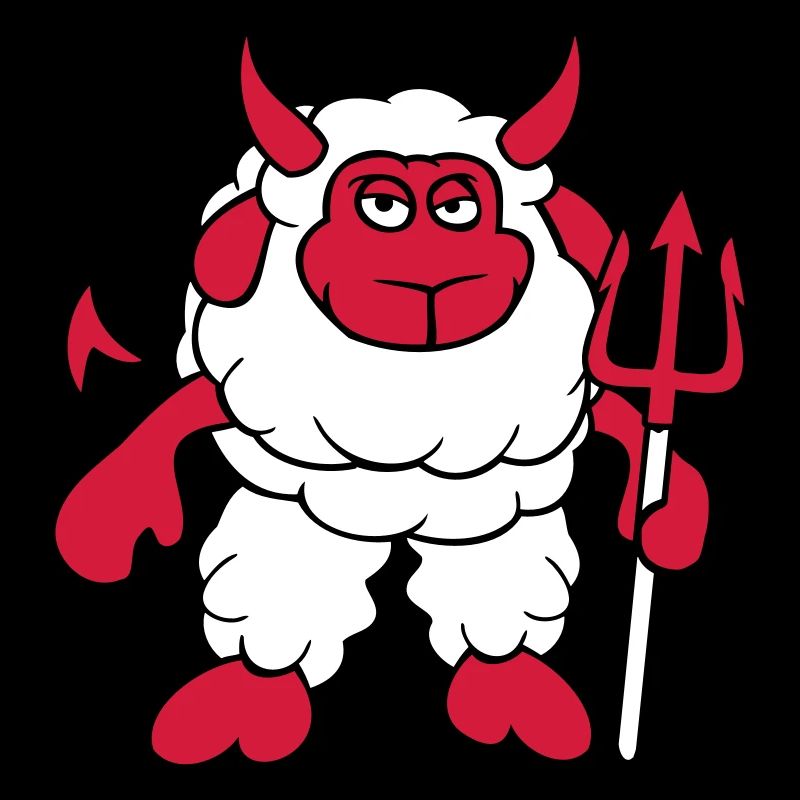 Mouton Diable Satan Enfer Mal Trident Cornes Cool