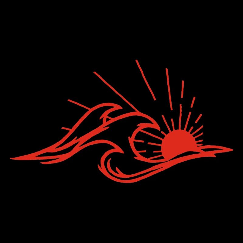 The waves and the red sun