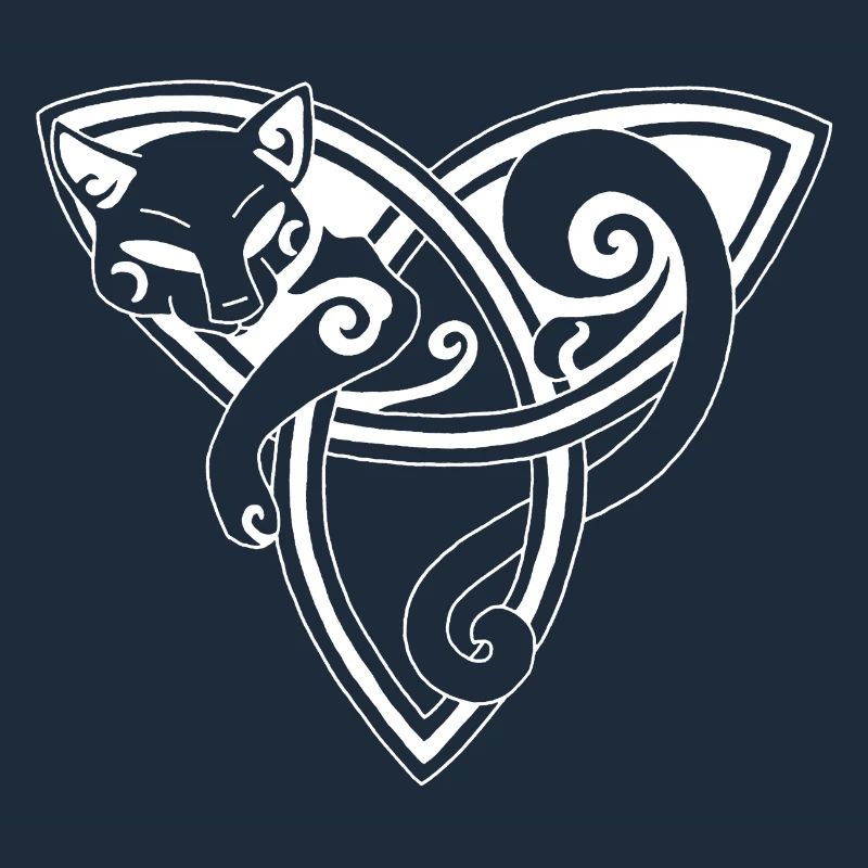 The Celtic Cat Rests (White)