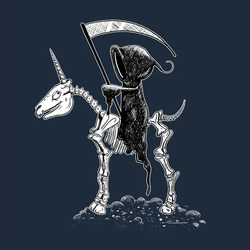 Cooles Einhorn Skelett Mit Sensenmann I Halloween