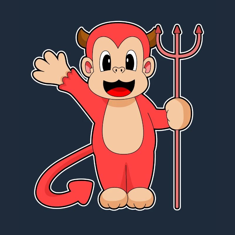 Monkey Halloween Devil Trident