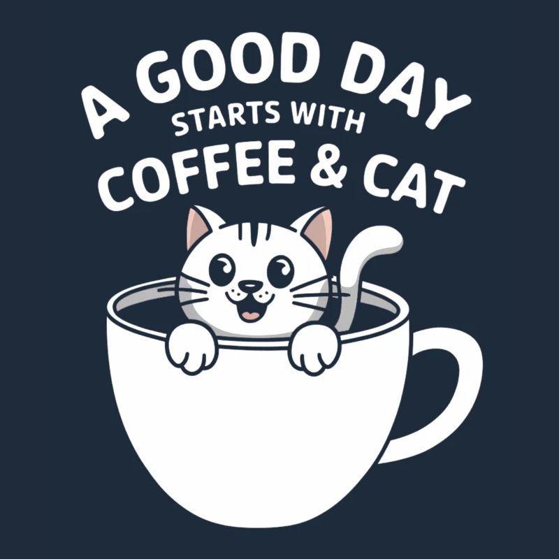 Kätzchen Morgens Kaffee und Katze