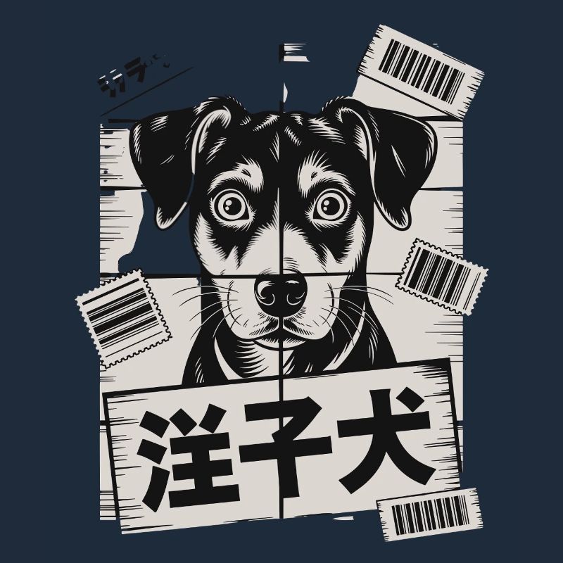 Chien mignon avec affiche de code-barres