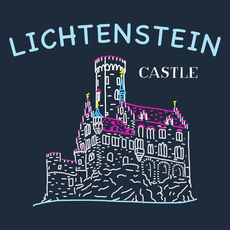 Lichtenstein Castle, Germany, Hand Drawing