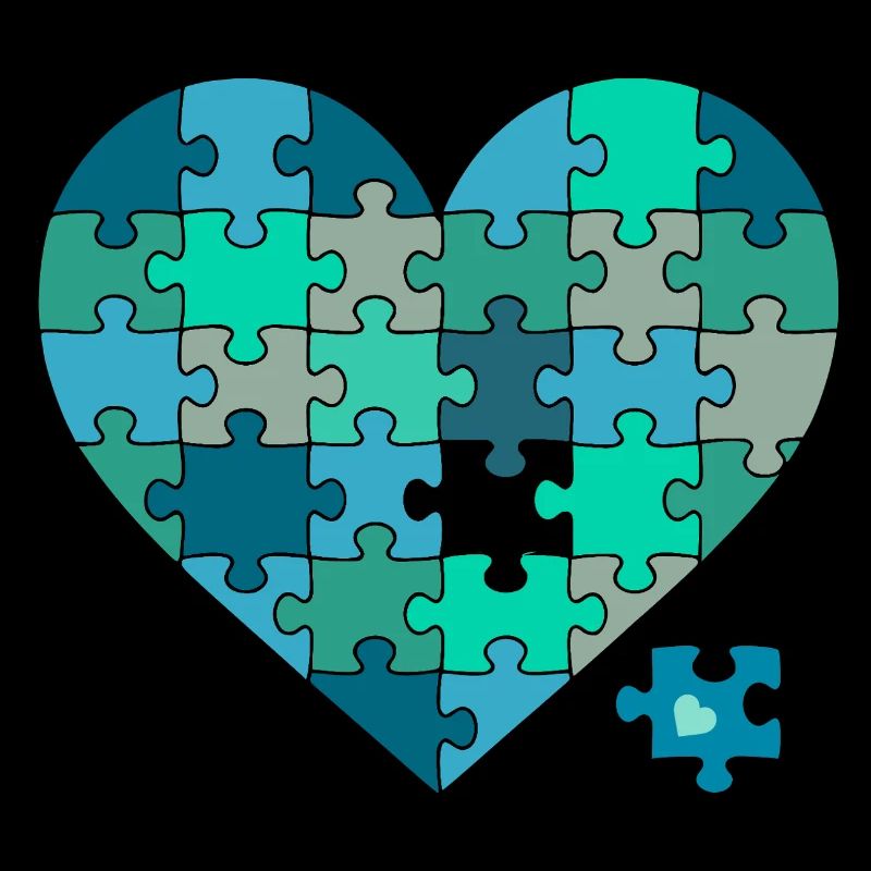 Puzzleherz Blaugrün