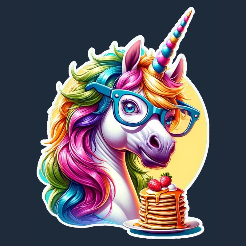 Regenbogen Unicorn mit Brille