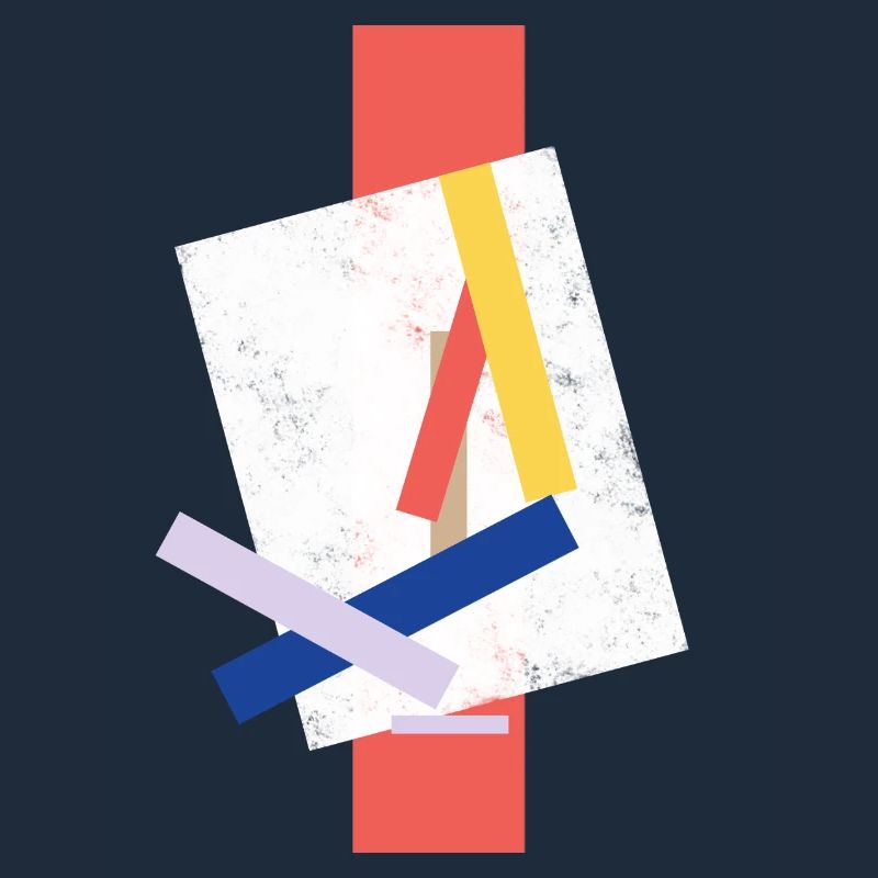 Abstract color block pattern distorted face