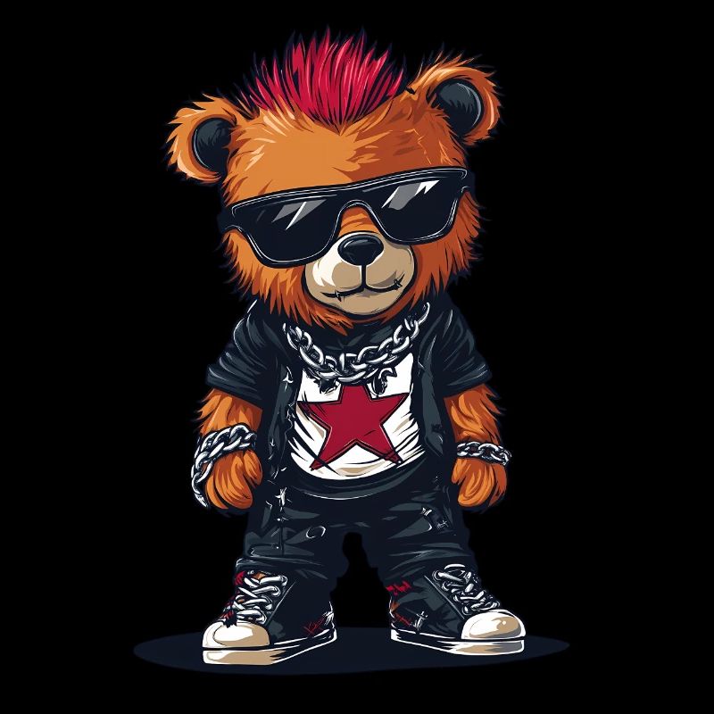 Cool Punk Teddy Bear Punk Rock