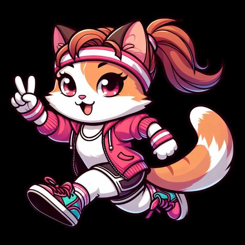Chat jogging marathon fille femme en cours d'exécution conception