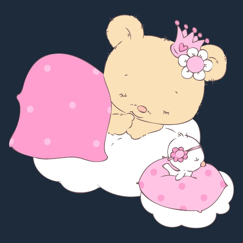 Bear princess sleeping on cloud