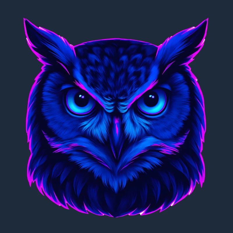 Neonblaue Eule mit intensivem Blick
