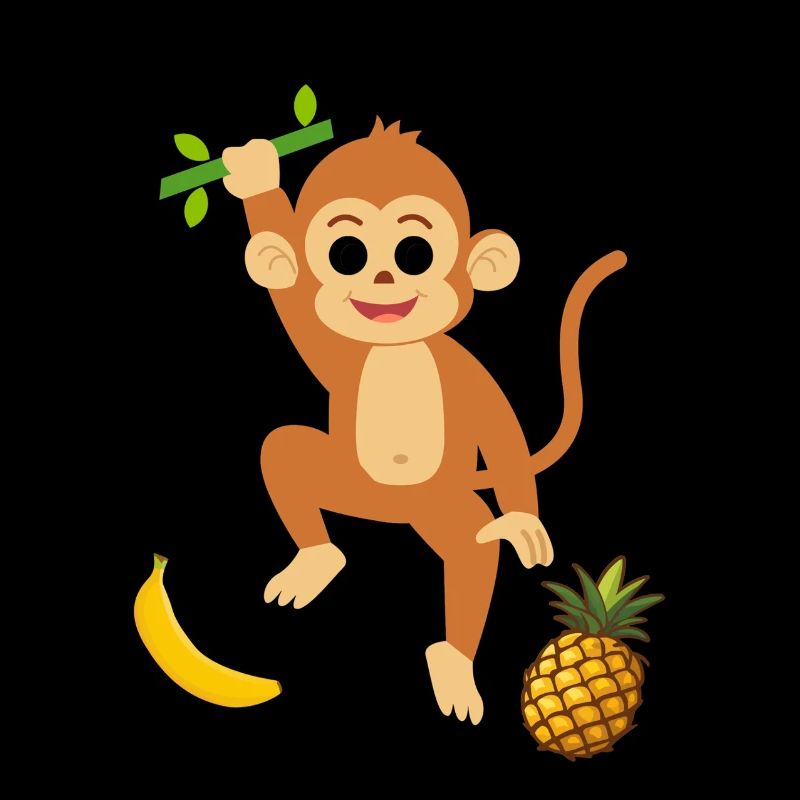 Player Monkey mit Ananas und Banane