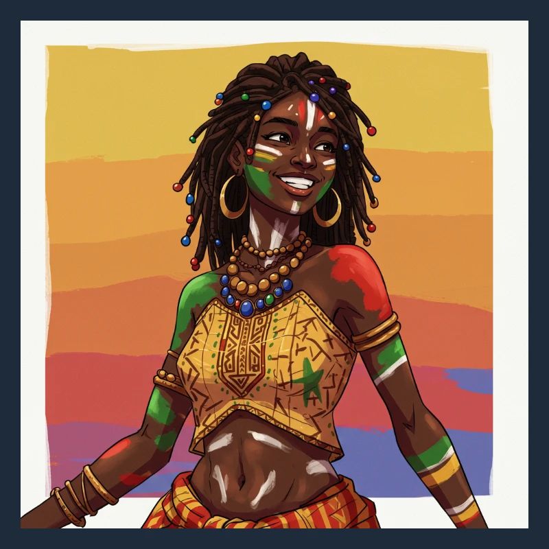 Kulturelles und buntes Afro-Afrika-Mädchen