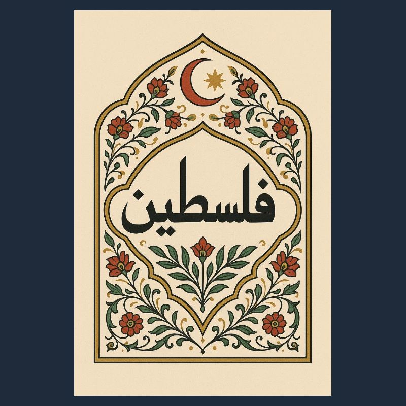 Palestinian Calligraphy with Floral Pattern