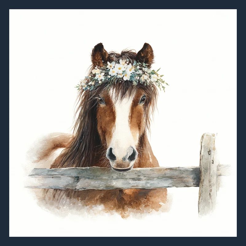 Cheval à couronne florale