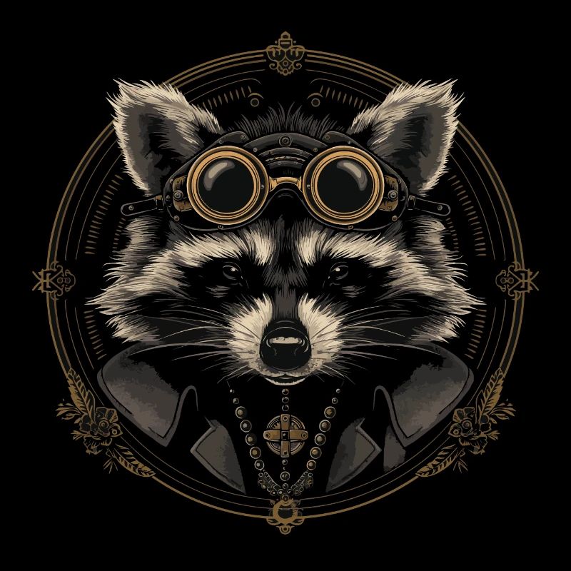Cooler Dieselpunk Waschbär