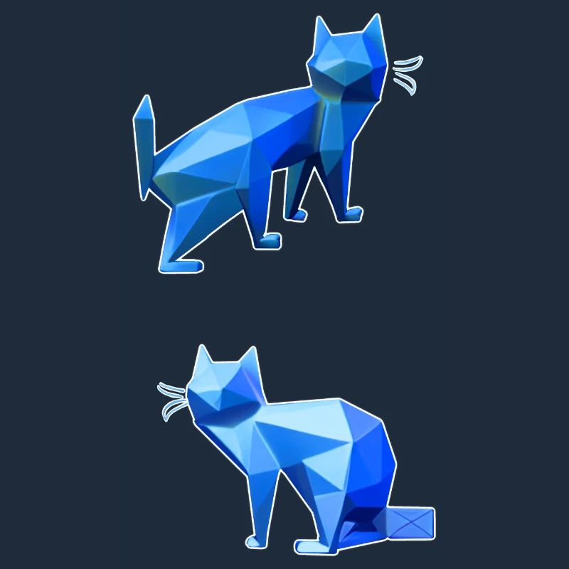 Duo Chat Polygone Bleu