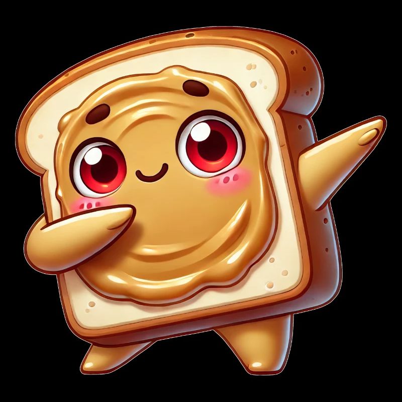 Toast Sandwich Beurre de Cacahuète Dab Cartoon