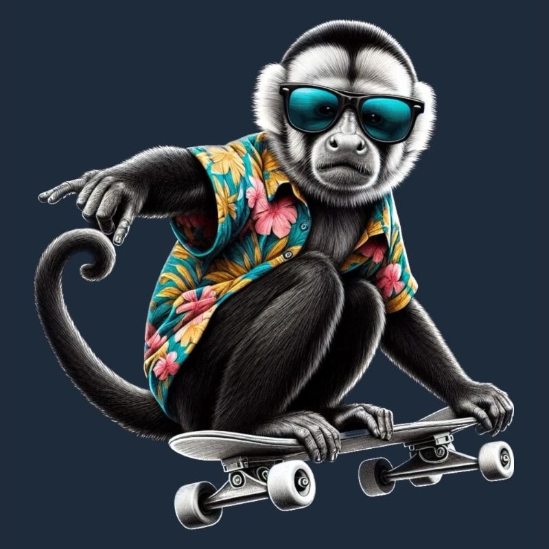 Un singe cool sur une planche à roulettes