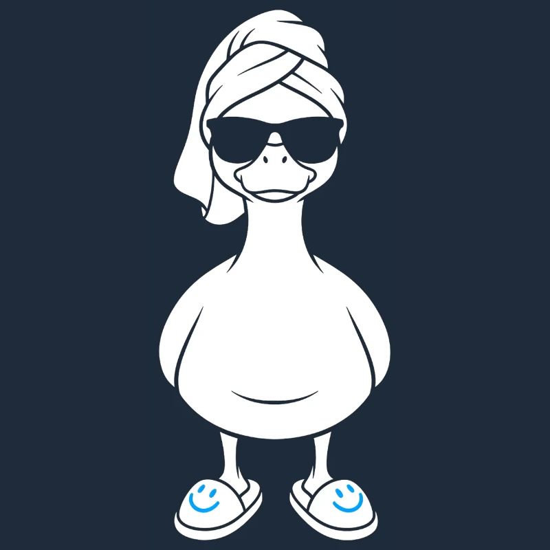 Sonnen-Duck mit Badetuch und Slippern