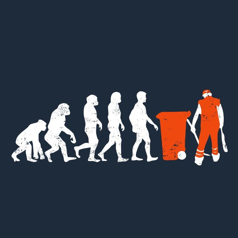Müllmann evolution geschenk job beruf müll orange