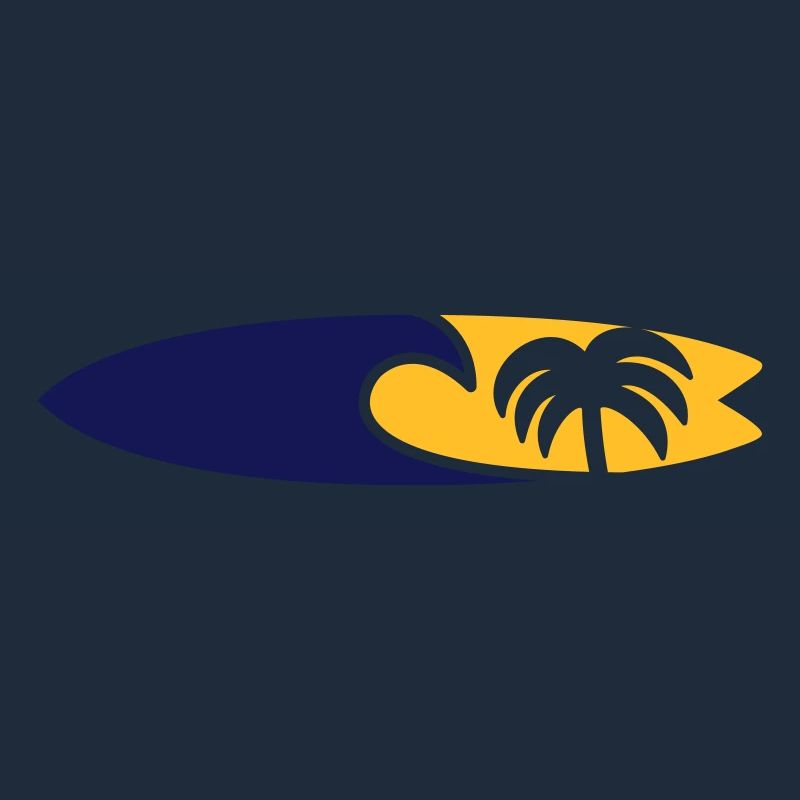 Surfboard Wave Palm Tree