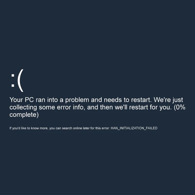 Windows 10 error message blue screen white