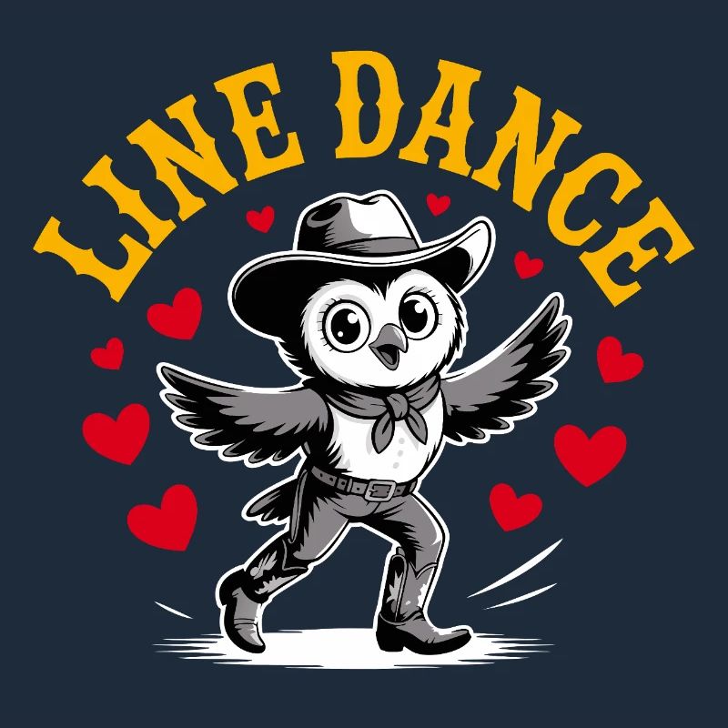 Line Dance Eule lustige Eule mit Stetson und Boots