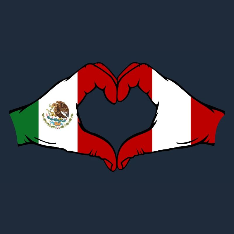 Mexique Pérou Drapeau Mains Coeur Forme