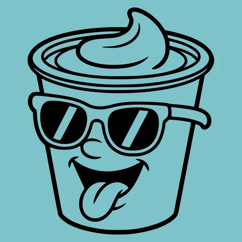 Tasses, crème, yaourt, crème, glace (couleur variable)