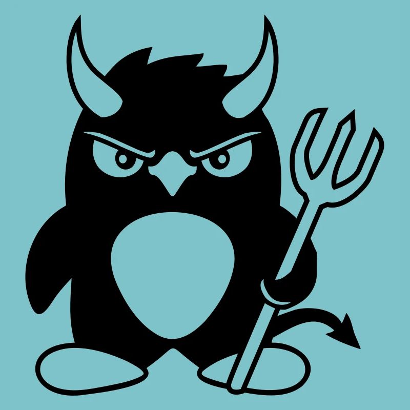 Pingouin Cornes de diable Trident Enfer Mal Satan