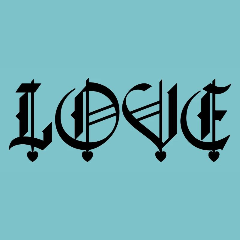 Love blackletter hearts