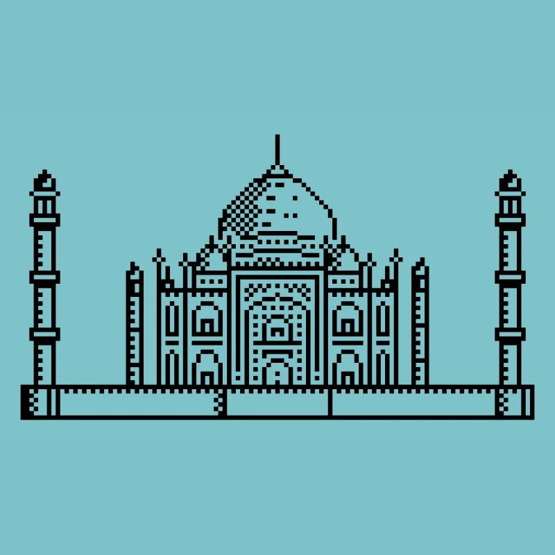 1 bit Pixel Taj Mahal