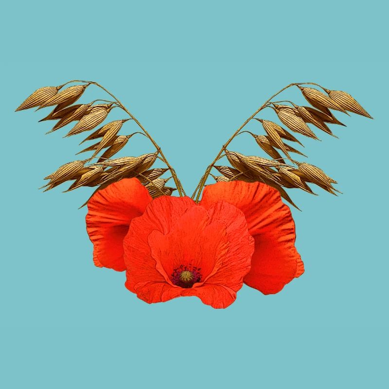 ländliche blumenmuster, Mohnmuster mit Hafer